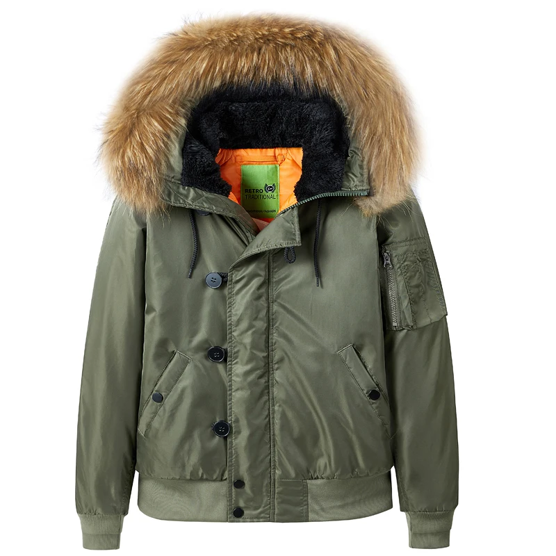 Quality Winter Clothing Bomber Jacket - Winter Men Pilot Jacket Fur Collar