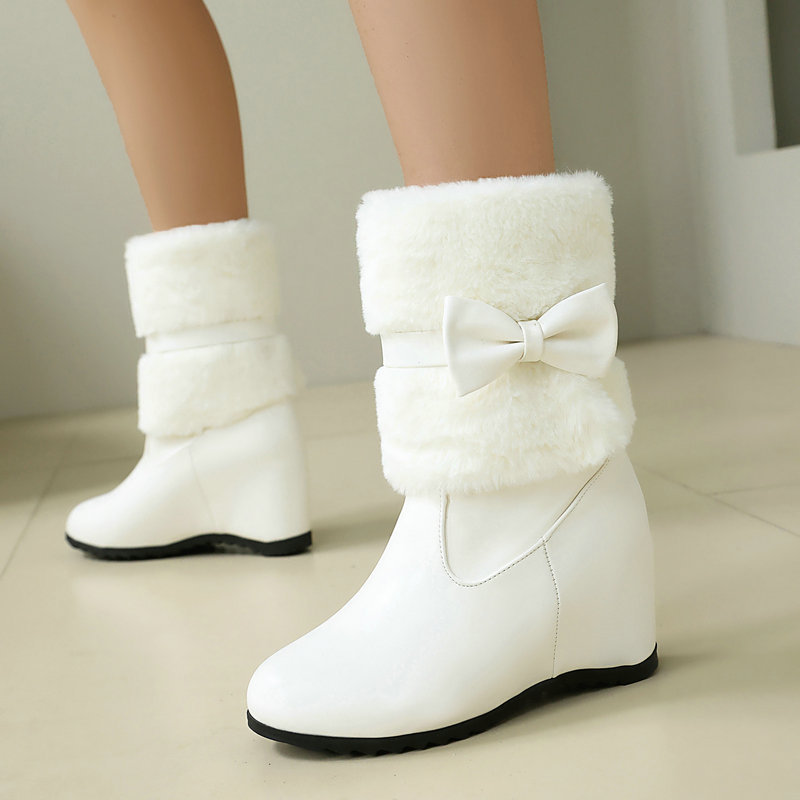 Women Black White Winter Snow  - Snow Boot Fur Lined avaliação e preço