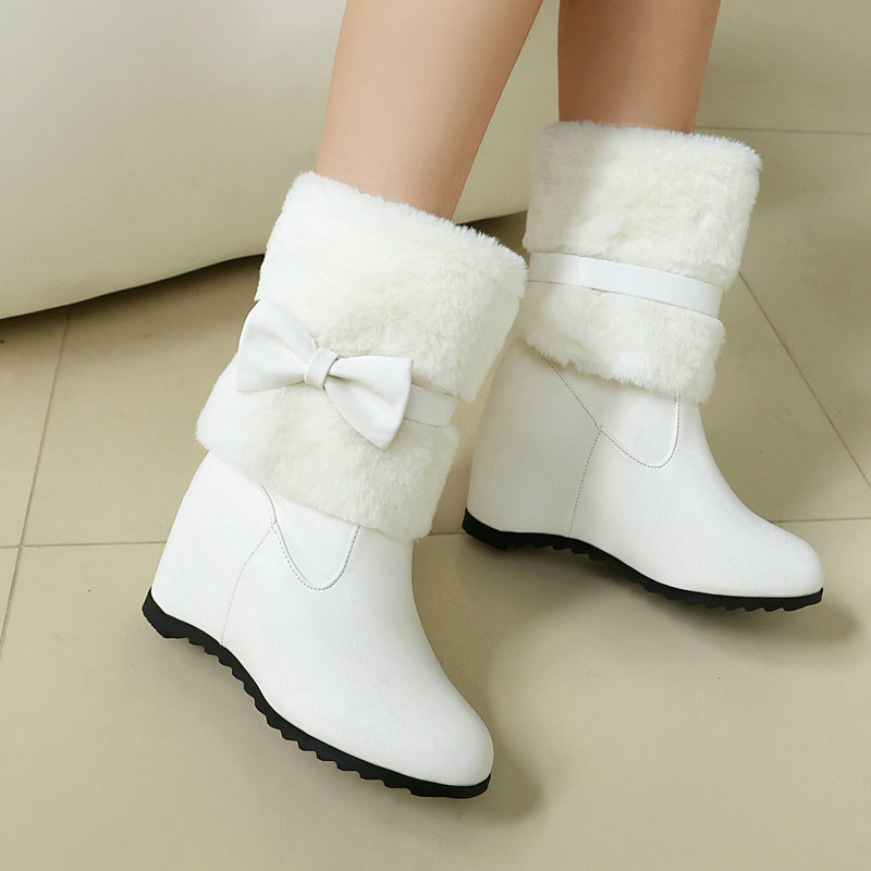 Women Black White Winter Snow  - Snow Boot Fur Lined avaliação e preço