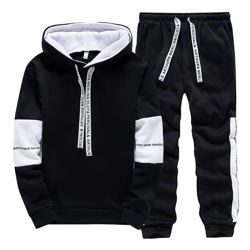 Black White Men's Tracksuit Fa - Winter Clothing Usa avaliação e preço
