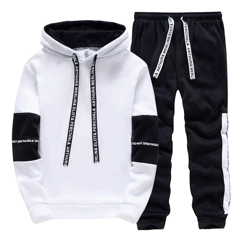 Black White Men's Tracksuit Fa - Winter Clothing Usa avaliação e preço