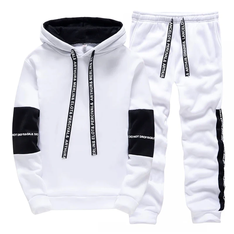 Black White Men's Tracksuit Fa - Winter Clothing Usa avaliação e preço