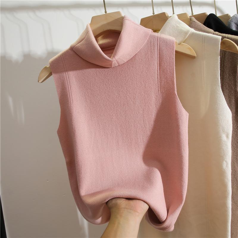 Turtleneck Sleeveless Slim Fit - Winter Clothing Essentials For Women avaliação e preço