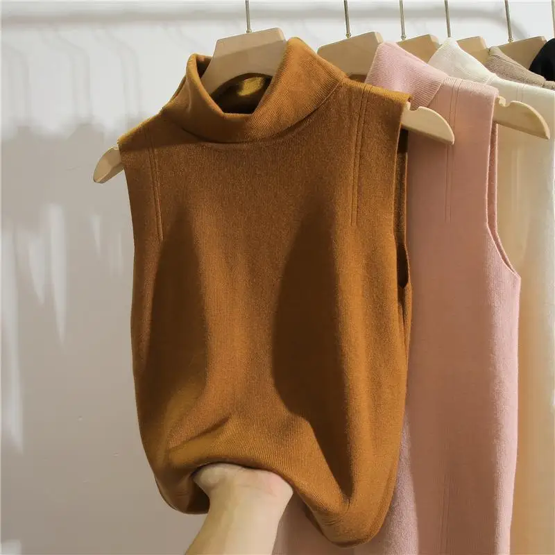 Turtleneck Sleeveless Slim Fit - Winter Clothing Essentials For Women avaliação e preço