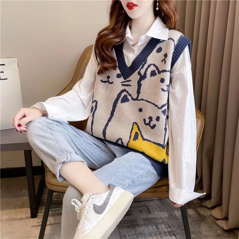 Brand Women's Knitted Vest Tan - Winter Clothing Label avaliação e preço