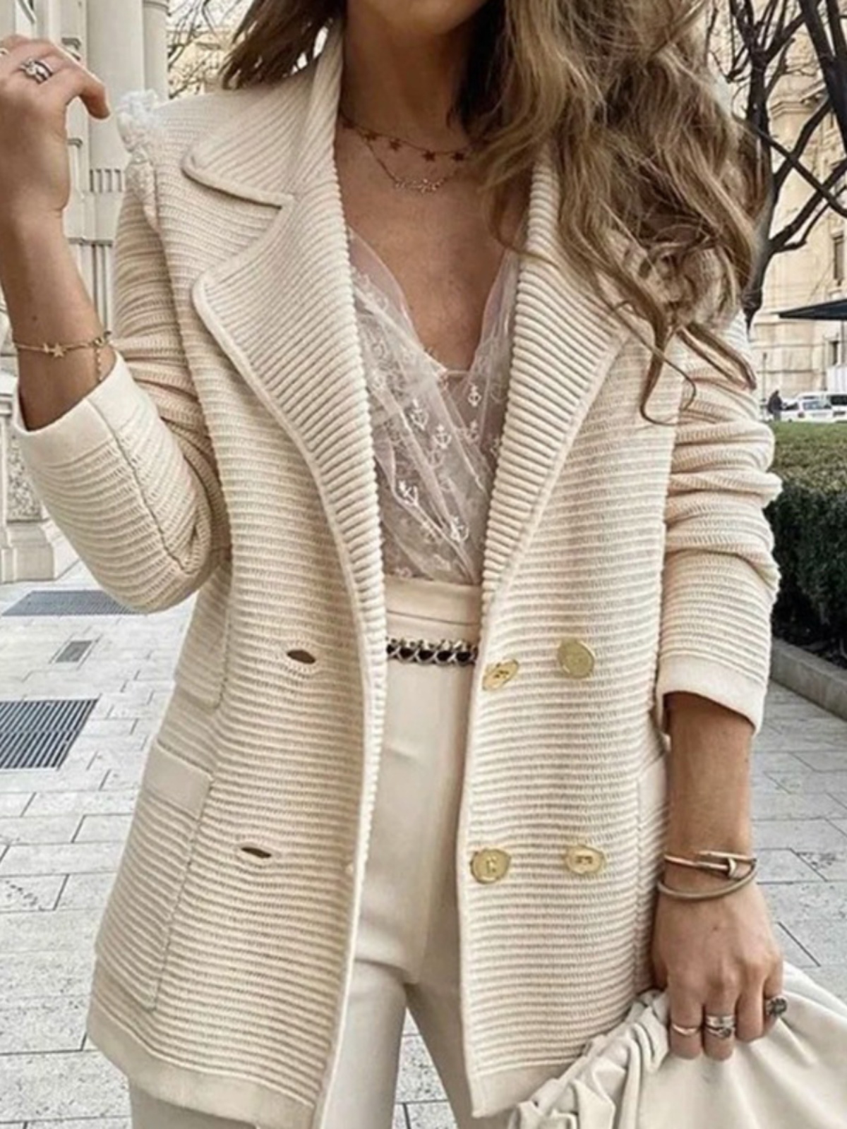 Chic Texture Long Sleeve Short - Winter Clothing Brand avaliação e preço