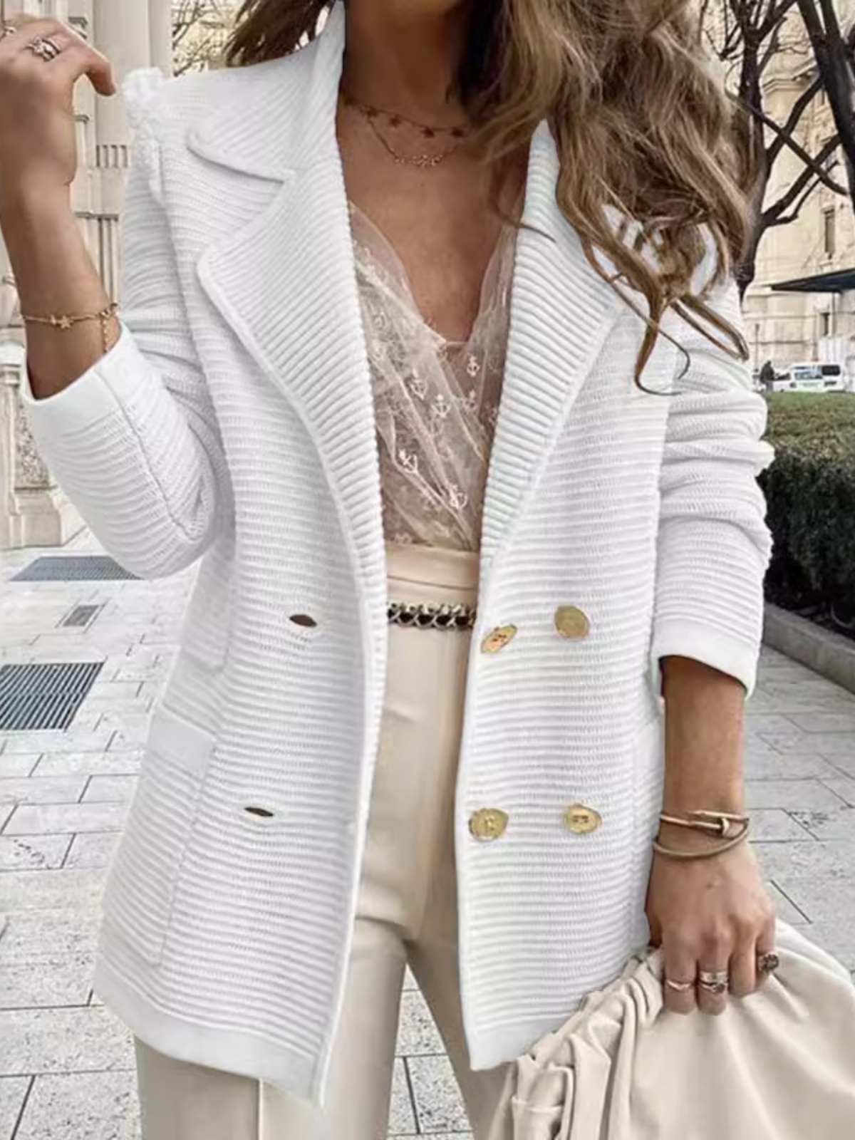 Chic Texture Long Sleeve Short - Winter Clothing Brand avaliação e preço