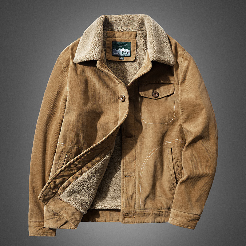 High Quality Warm Corduroy Wor - Quality Winter Clothing Bomber Jacket avaliação e preço