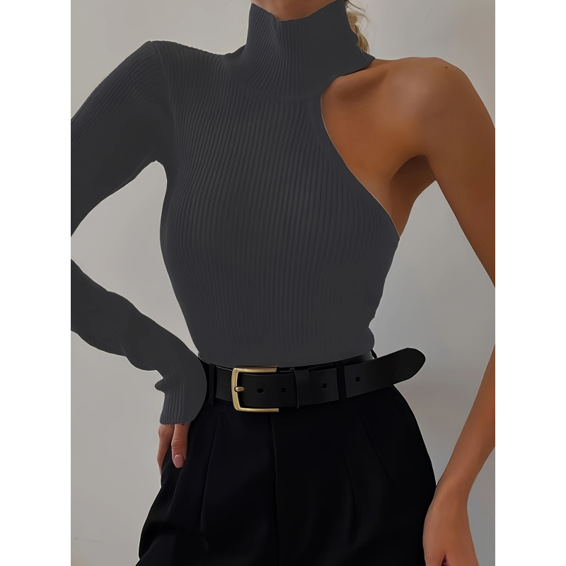 Solid Asymmetric One Shoulder  - Winter Clothing Usa avaliação e preço