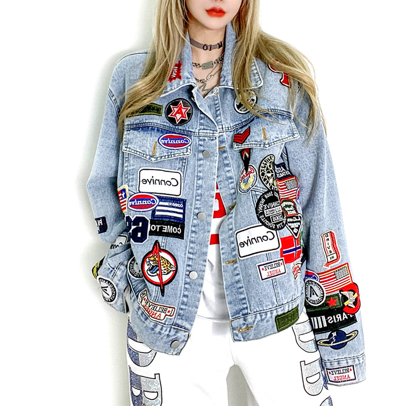 Fashion Denim jacket women Lab - Winter Clothing Label avaliação e preço