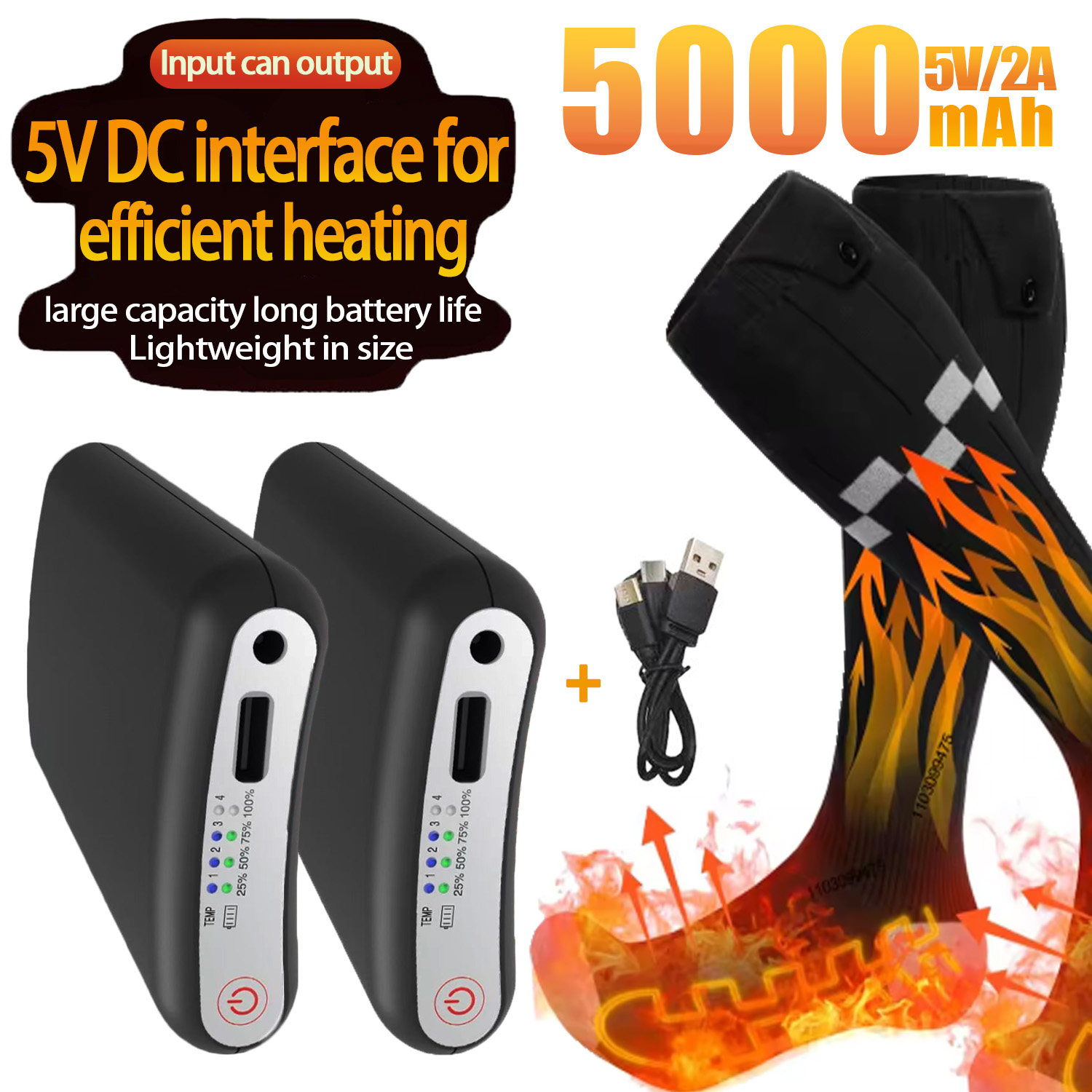 Durable 5000mAh 5V Battery APP - Heated Insole Rechargeable avaliação e preço