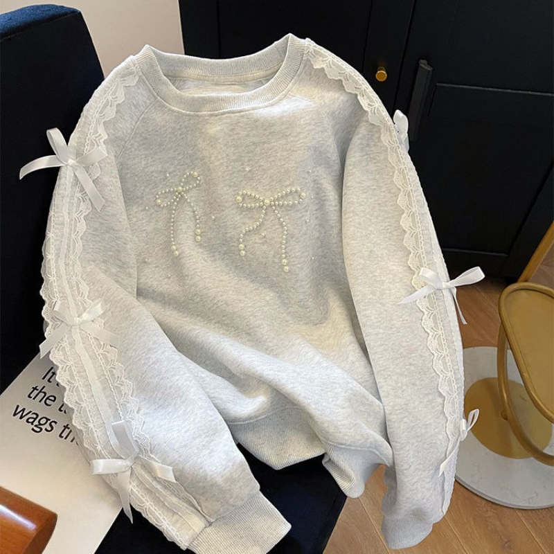 Round Neck Pearl Women's Sweat - Winter Clothing Essentials For Women avaliação e preço