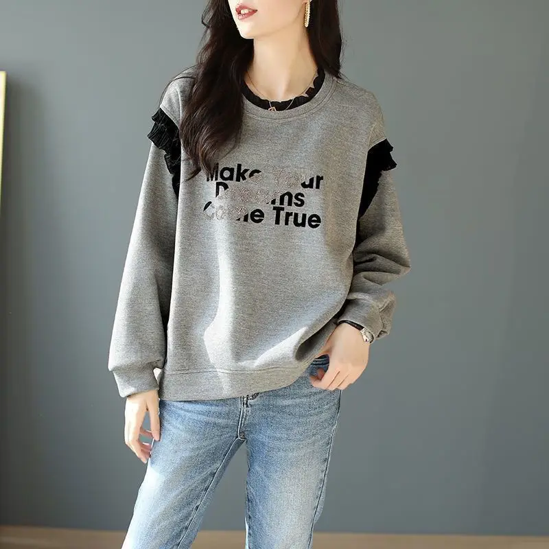 Loose Grey Woman Pullover Tops - Winter Clothing Essentials For Women avaliação e preço