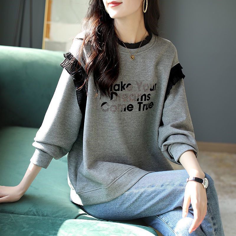 Loose Grey Woman Pullover Tops - Winter Clothing Essentials For Women avaliação e preço