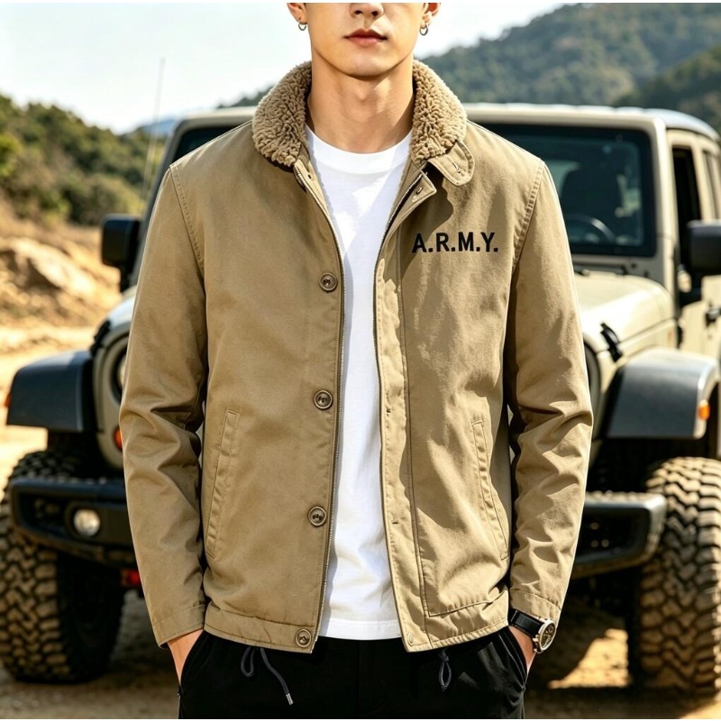 New Fashion Men Fleece Warm Wi - Quality Winter Clothing Bomber Jacket avaliação e preço