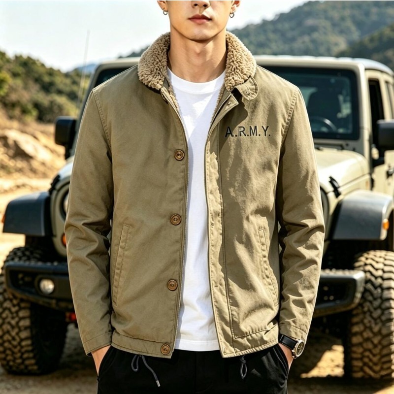 New Fashion Men Fleece Warm Wi - Quality Winter Clothing Bomber Jacket avaliação e preço